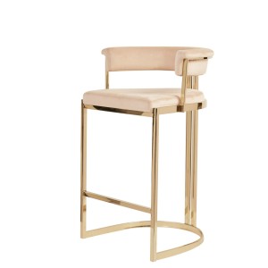 Modrest - Taburete de mostrador moderno Munith de terciopelo beige y dorado