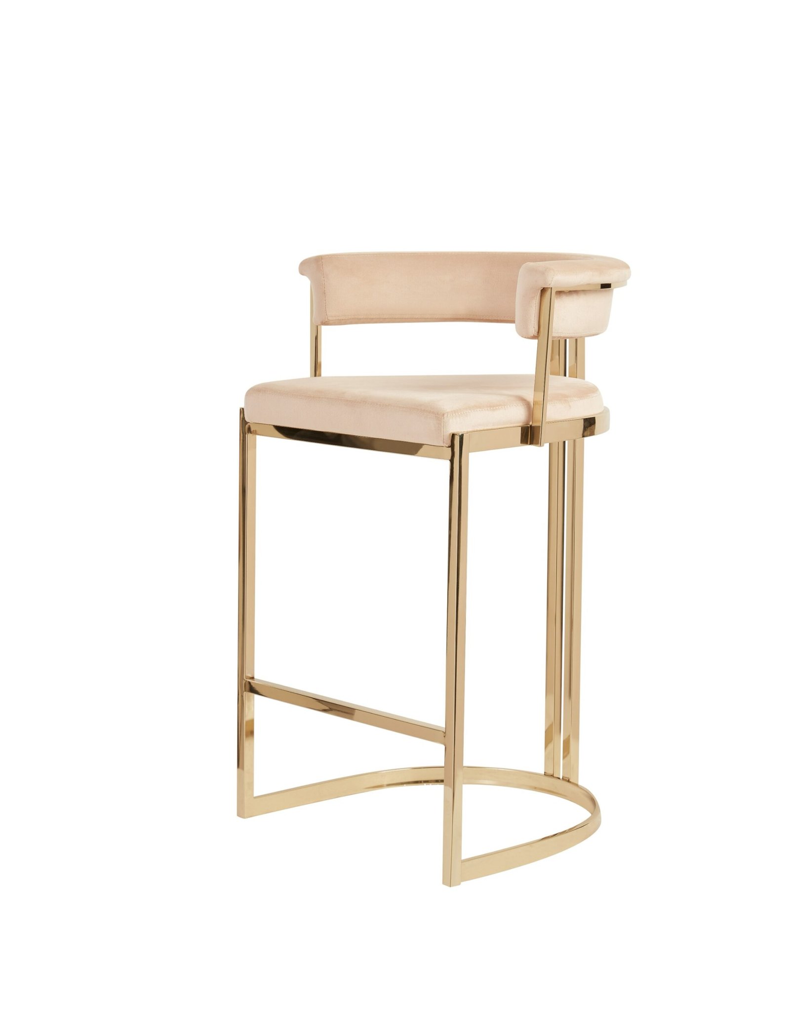 Modrest – Taburete de mostrador moderno Munith de terciopelo beige y dorado