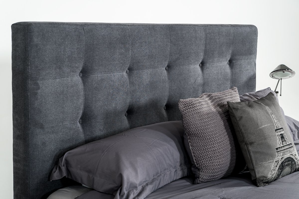 Recámara Modrest Addison Mid-Century moderna de tela gris y nogal - Image 5