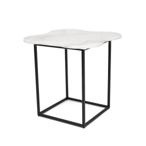 Modrest Aleidy - Mesa auxiliar de mármol blanco + metal negro