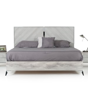 Juego de cama italiana moderna gris + 2 mesitas de noche Nova Domus Alexa
