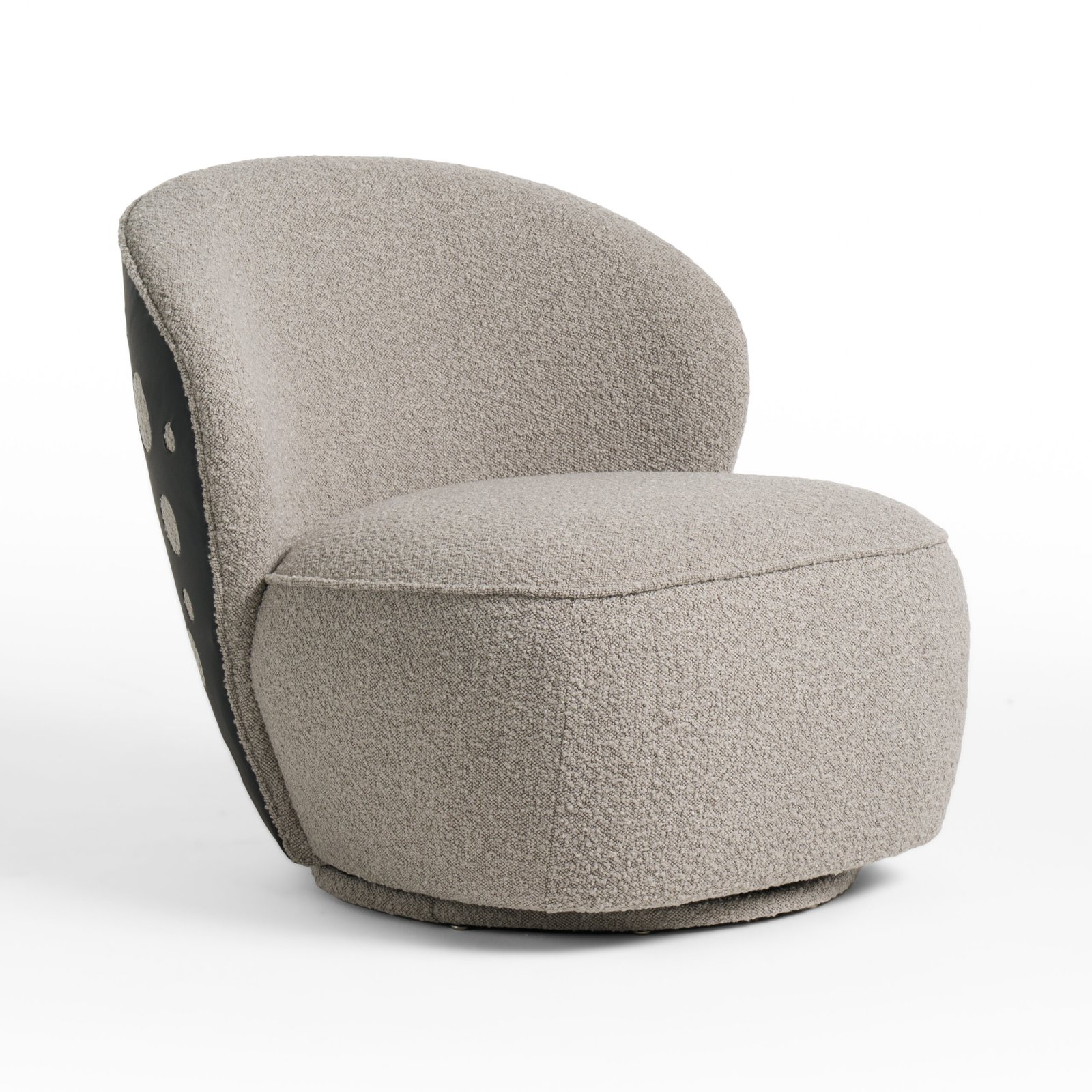 Divani Casa Allis – Silla decorativa giratoria de tela gris glamorosa y negra