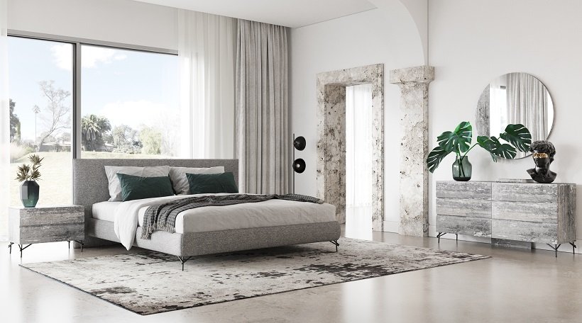 Nova Domus Aria - Mesita de noche italiana moderna multigris con textura