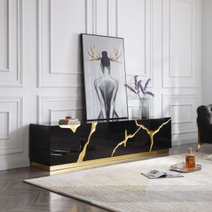 Modrest Aspen - Mueble para TV moderno en negro y dorado
