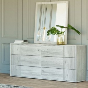 Nova Domus Asus - Espejo italiano moderno de roble blanco lavado