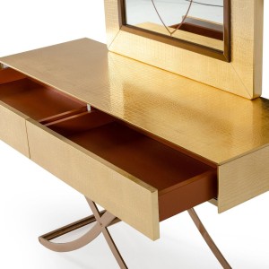 A&X Aversa - Mesa consola y espejo de cocodrilo dorado