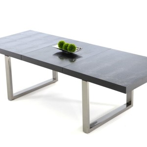 Mesa de comedor extensible moderna lacada en cocodrilo negro Skyline de A&X