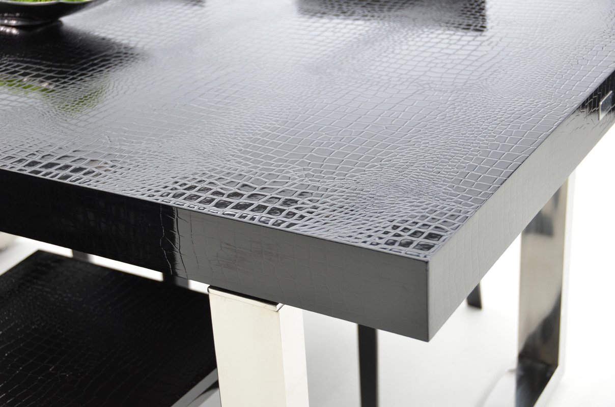 Mesa de comedor extensible moderna lacada en cocodrilo negro Skyline de A&X - Image 5