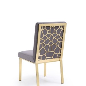 Silla de comedor Modrest Reba moderna de terciopelo gris y dorado (juego de 2)