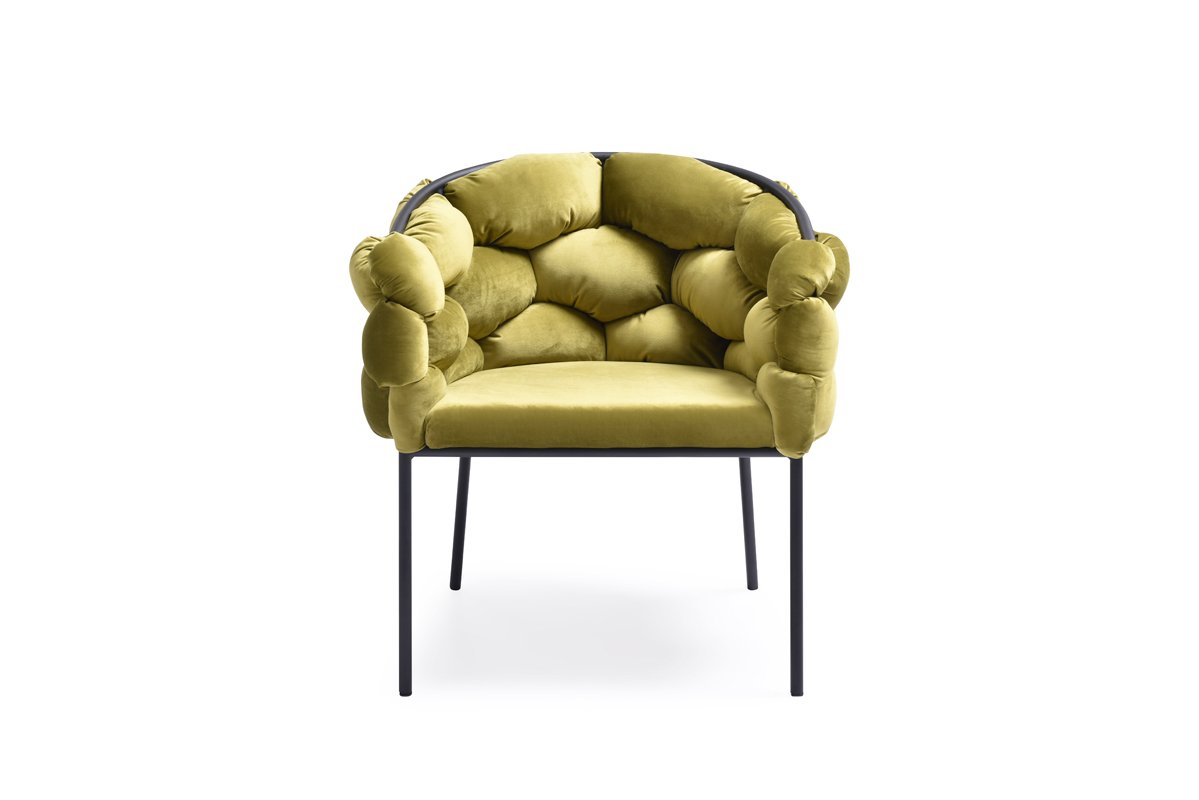 Silla de comedor Modrest Debra moderna de tela verde - Image 3