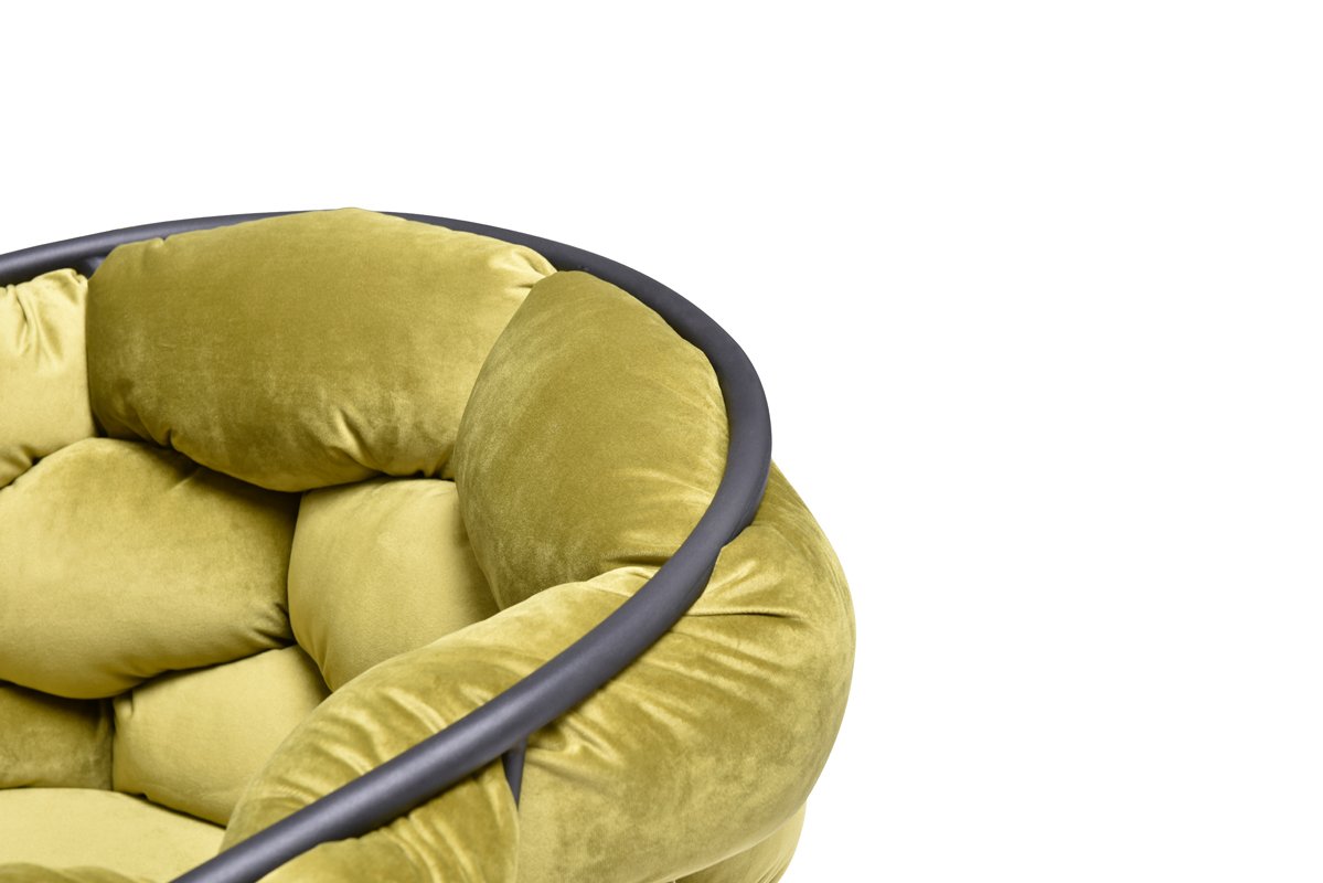 Silla de comedor Modrest Debra moderna de tela verde - Image 5