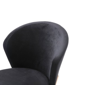 Silla de comedor Modrest Nadia moderna de terciopelo negro y oro rosa (juego de 2)