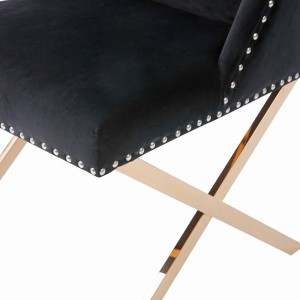 Silla de comedor Modrest Alexia moderna en negro y oro rosa