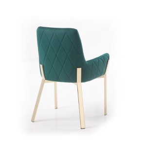 Silla de comedor Modrest Robin moderna de terciopelo verde y dorado