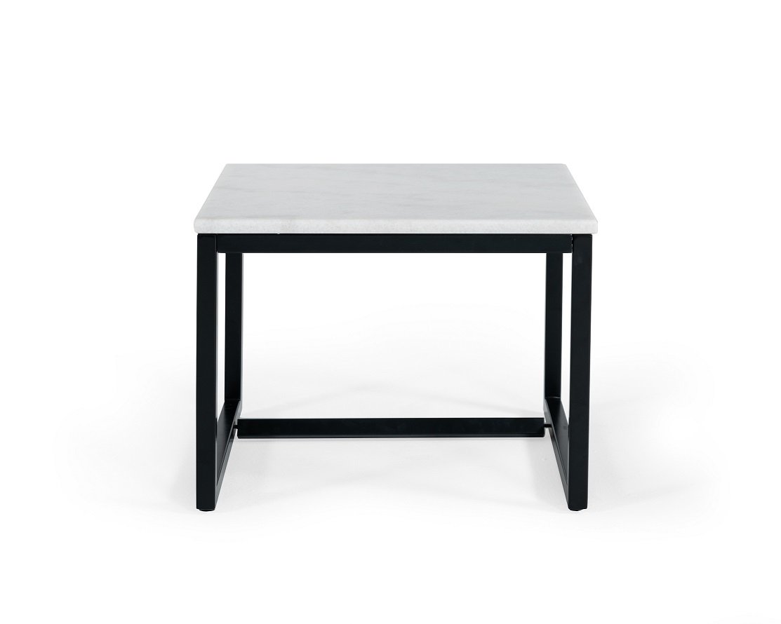 Modrest Baca - Mesa auxiliar de mármol blanco + metal negro