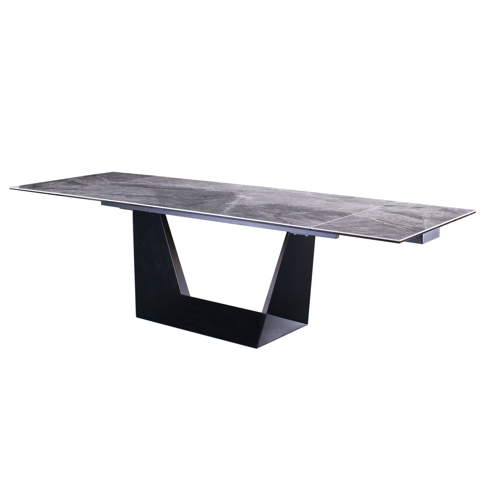 Modrest Baldwin - Mesa de comedor extensible moderna de cerámica gris y metal negro