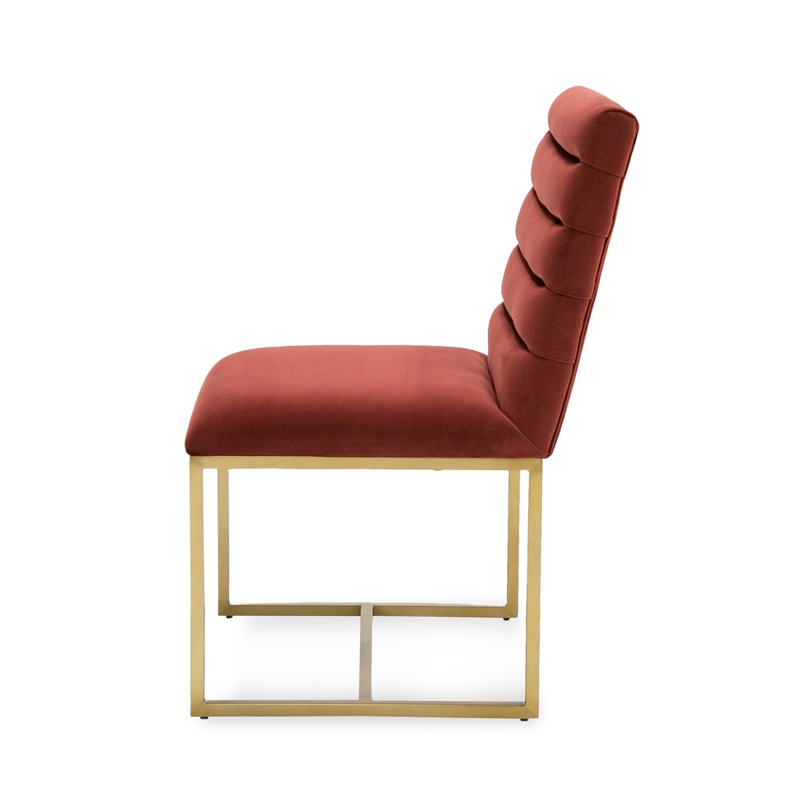 Modrest Barker - Silla de comedor moderna en rojo y dorado cepillado (juego de 2) - Image 2