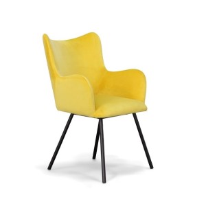 Modrest Barrett - Silla de comedor moderna de terciopelo amarillo