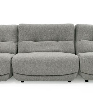 Divani Casa Basil - Sofá grande moderno de tela gris con 3 sillones reclinables eléctricos