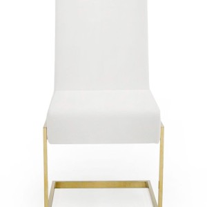 Modrest Batavia - Silla de comedor moderna en blanco y dorado (juego de 2)