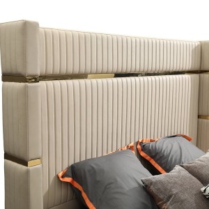 Modrest- Recámara moderna de cuero regenerado beige y oro de ley