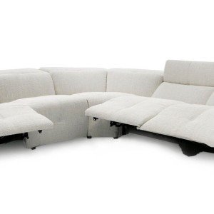 Divani Casa Beck- Sofá seccional contemporáneo de tela blanca con 3 sillones reclinables
