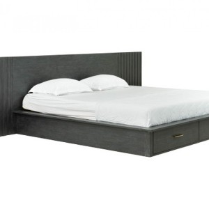 Modrest Manchester: recamara con plataforma contemporánea en color gris oscuro y dos mesitas de noche