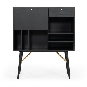 Modrest Billy - Buffet alto moderno de roble negro y dorado