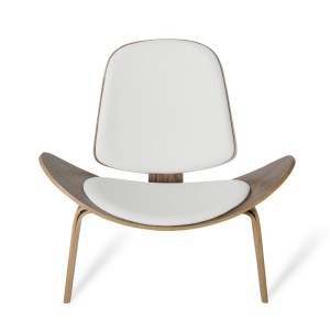 Silla decorativa Modrest Warren Mid-Century en blanco y nogal