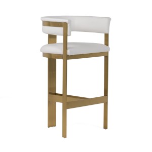 Modrest Boswell - Taburete de bar moderno blanco + oro mate