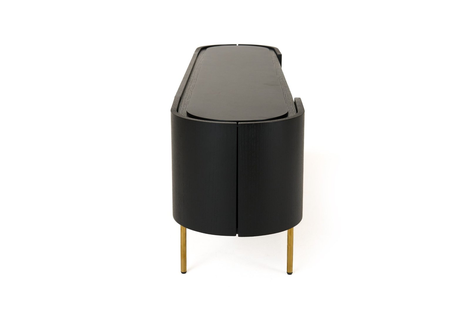 Modrest Bowie - Mueble para TV moderno de mediados de siglo de roble negro + latón - Image 2