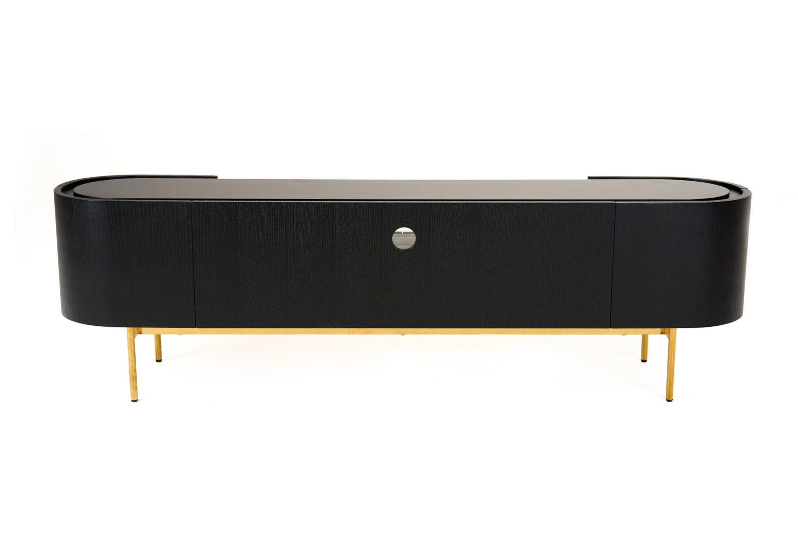 Modrest Bowie - Mueble para TV moderno de mediados de siglo de roble negro + latón - Image 3