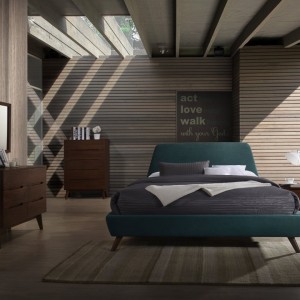 Mesita de noche moderna de nogal Modrest Lewis de mediados de siglo