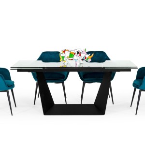 Modrest Bronwin - Mesa de comedor extensible moderna de cristal negro