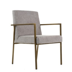 Modrest Burnham - Silla de comedor moderna con brazo de latón y gris claro