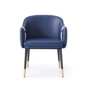 Modrest Calderon - Silla de comedor de cuero vegano azul y beige