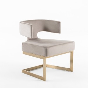 Silla de comedor Modrest Calvo moderna de terciopelo y latón color blanquecino