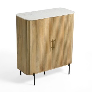 Modrest - Buffet alto Cambridge de mármol blanco y mango