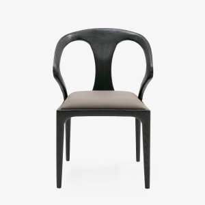 Modrest Campbell - Silla de comedor moderna de mediados de siglo de fresno gris y negro