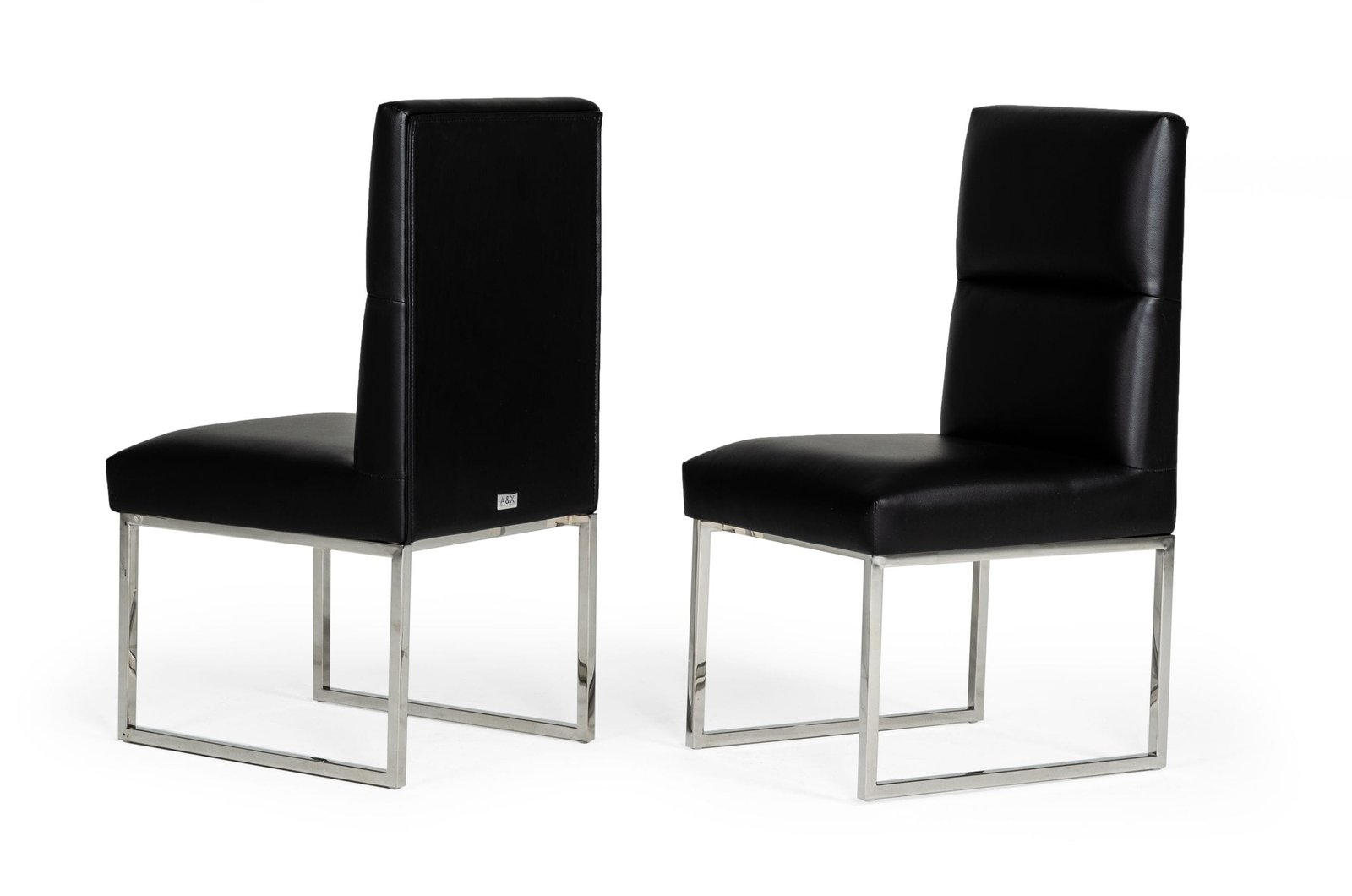 A&X Carla – Silla de comedor moderna de polipiel negra (juego de 2)