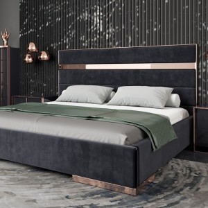 Recámara moderna Nova Domus Cartier de terciopelo negro y oro rosa