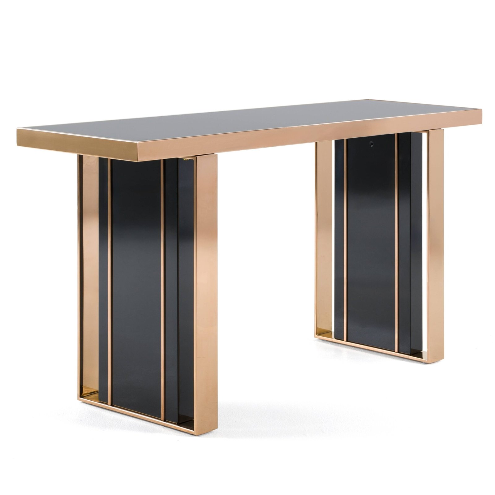 Mesa consola moderna Nova Domus Cartier en negro y oro rosa - Image 3