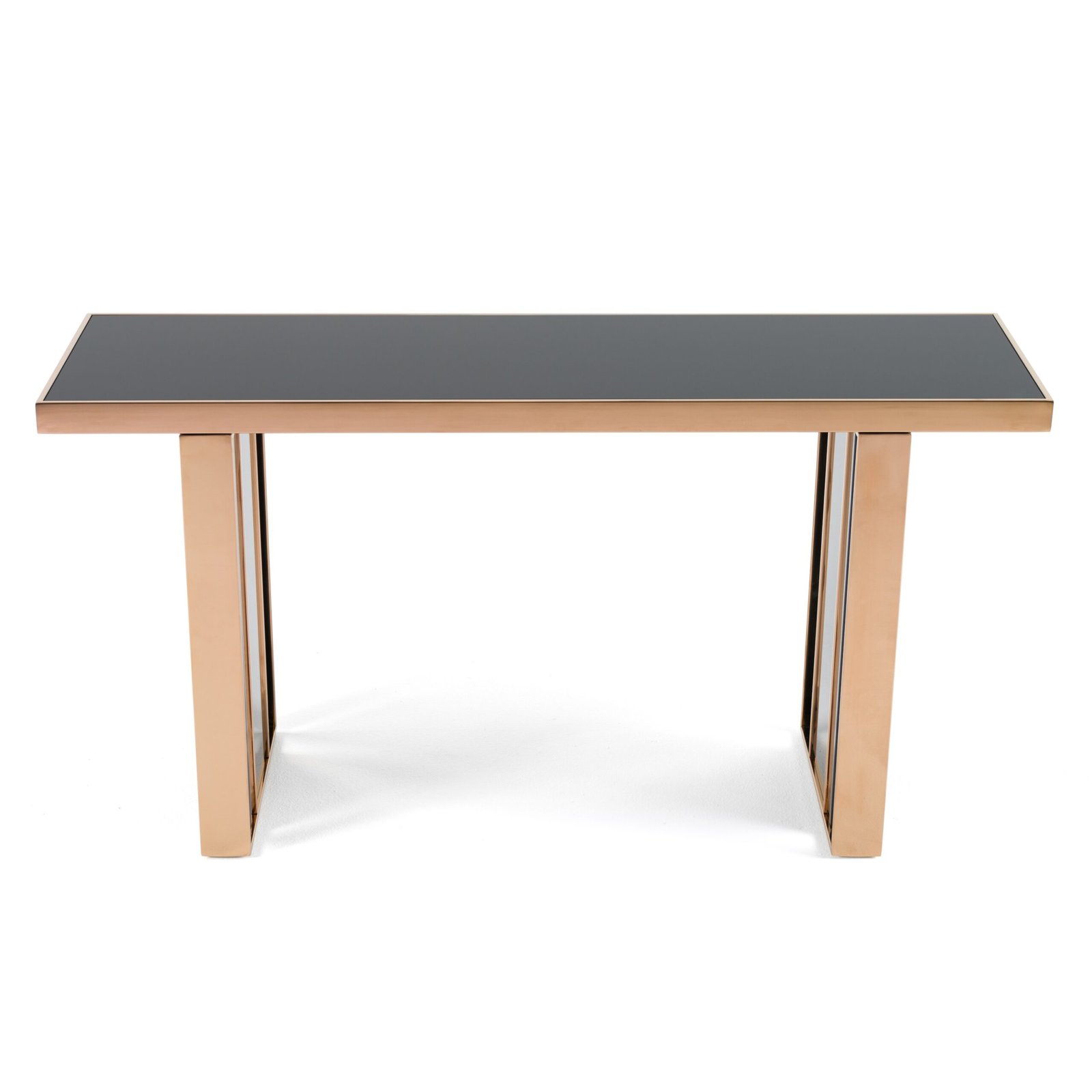 Mesa consola moderna Nova Domus Cartier en negro y oro rosa - Image 5
