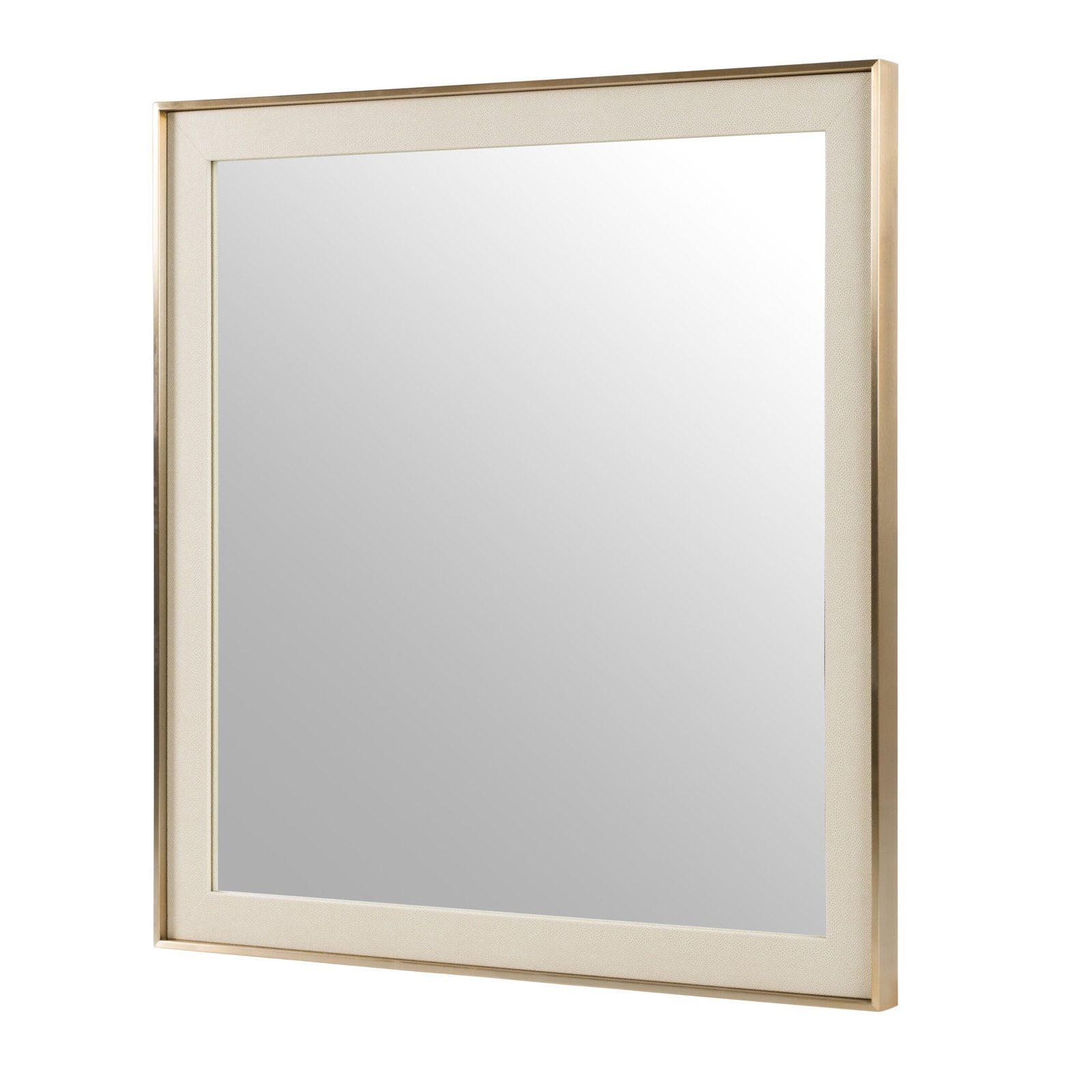 Nova Domus Cartier - Espejo moderno de latón cepillado Shagreen beige - Image 2