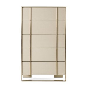 Nova Domus Cartier - Cómoda moderna de shagreen beige y latón cepillado