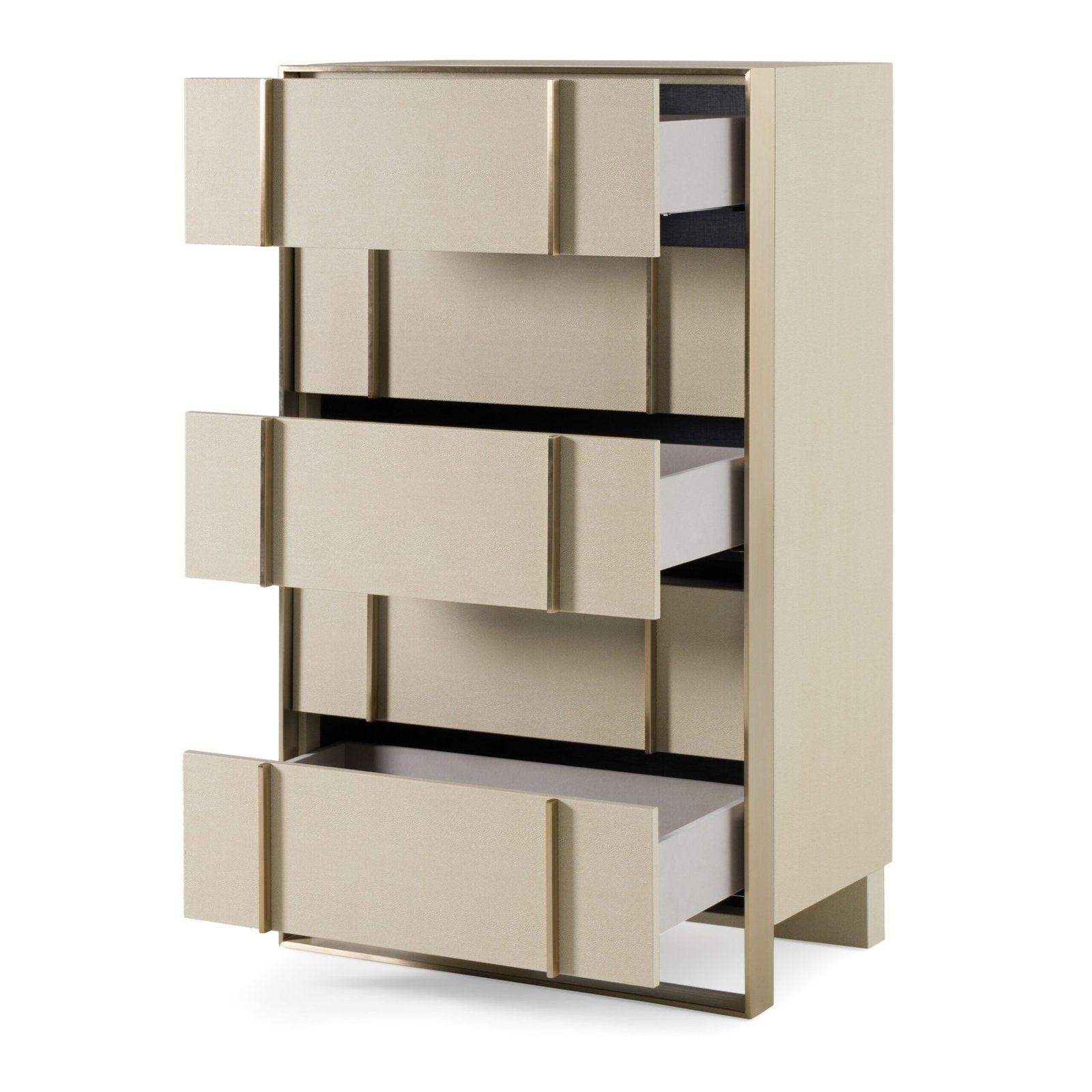 Nova Domus Cartier - Cómoda moderna de shagreen beige y latón cepillado - Image 5