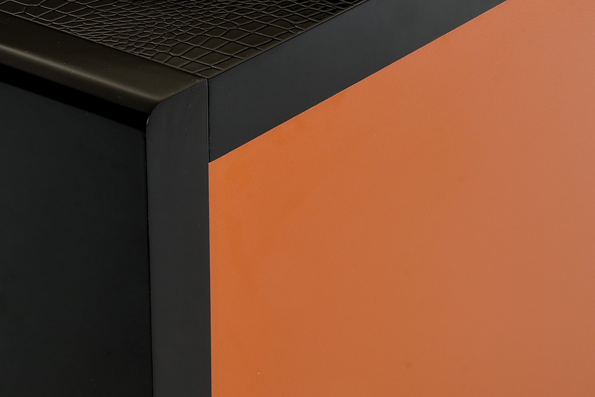 Buffet moderno de cocodrilo negro y oro rosa A&X Talin