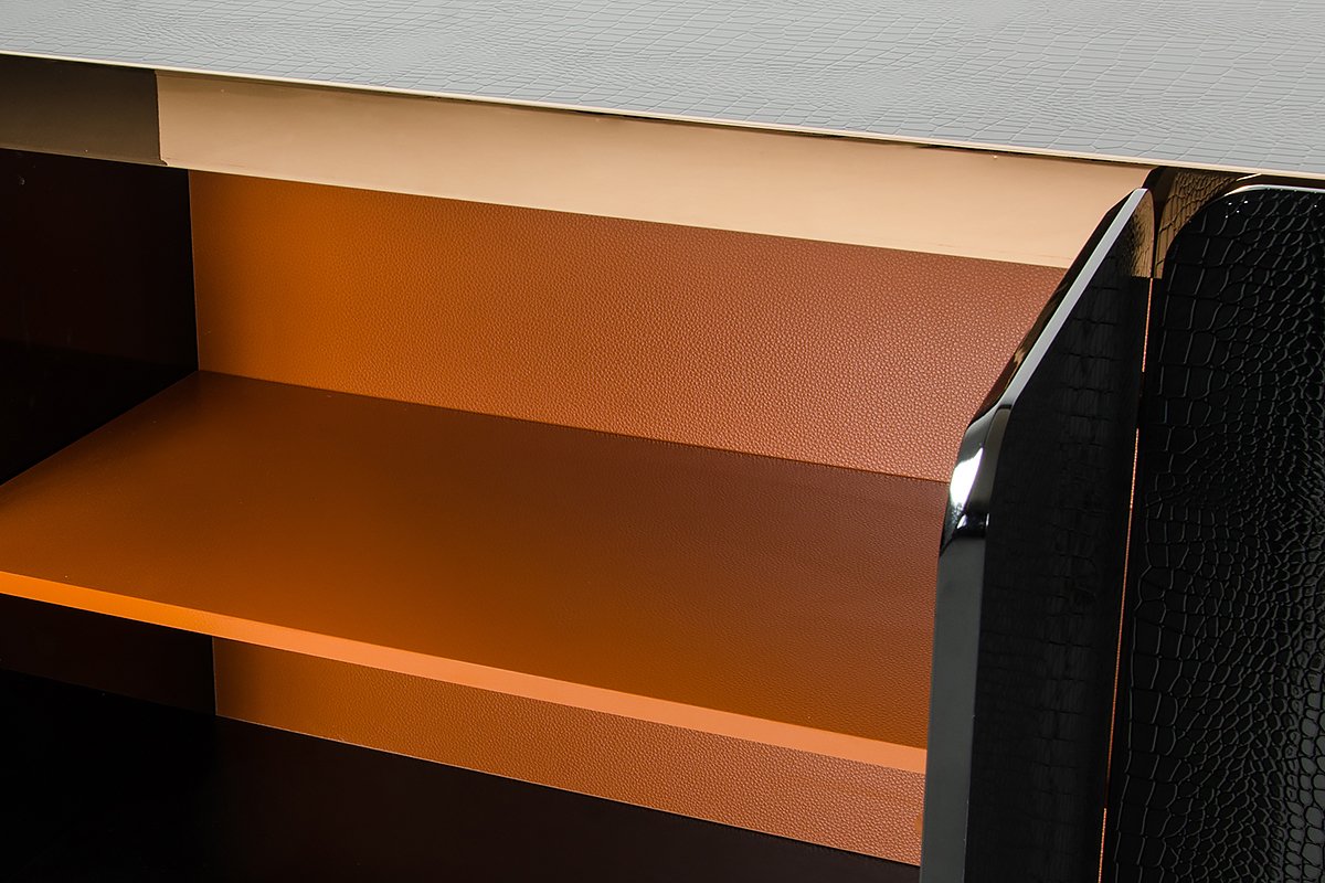 Buffet moderno de cocodrilo negro y oro rosa A&X Talin - Image 4