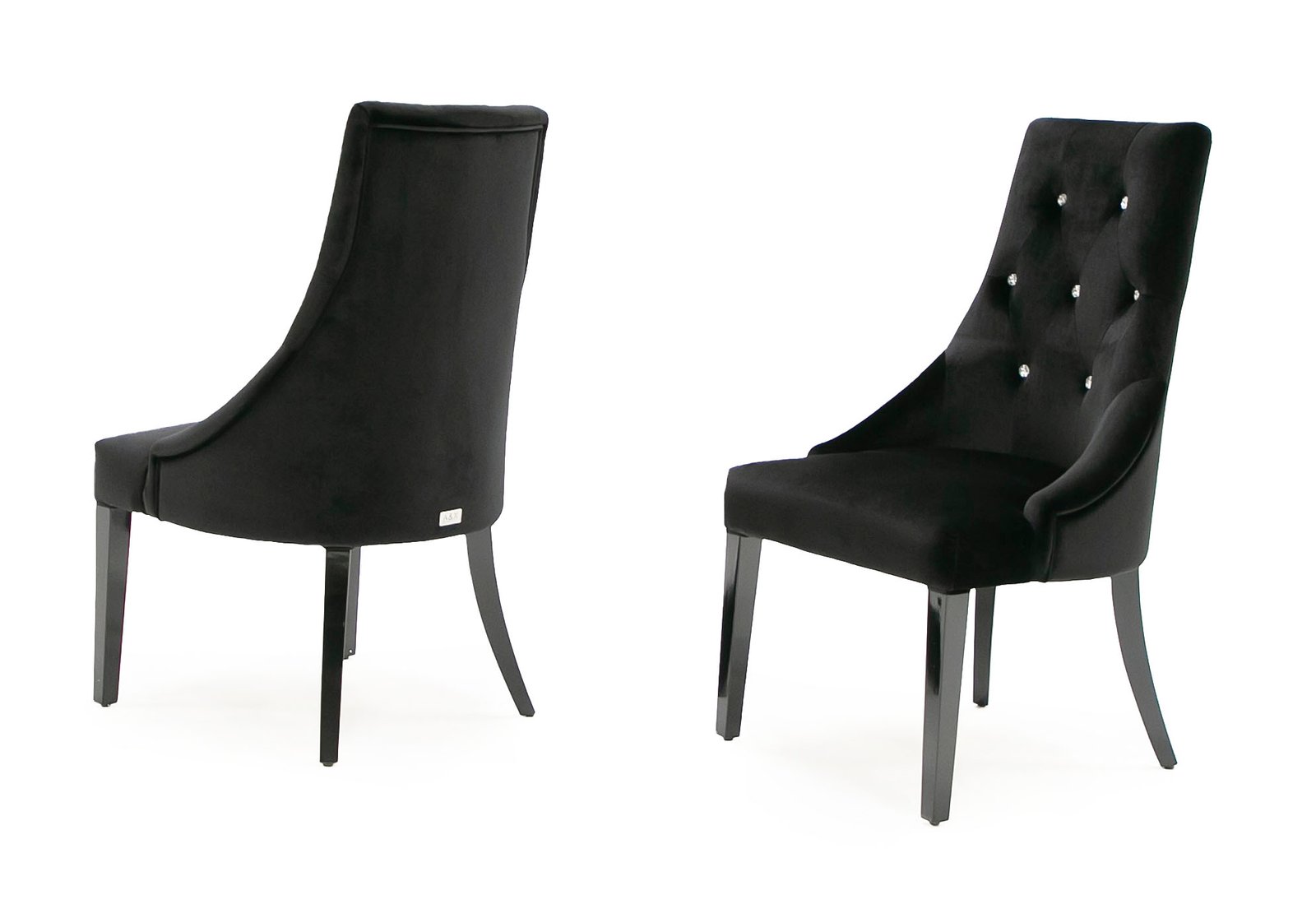 A&X Charlotte - Silla de comedor de terciopelo negro (juego de 2) - Image 4
