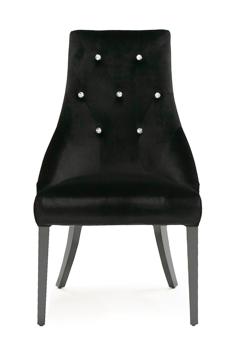 A&X Charlotte - Silla de comedor de terciopelo negro (juego de 2) - Image 3